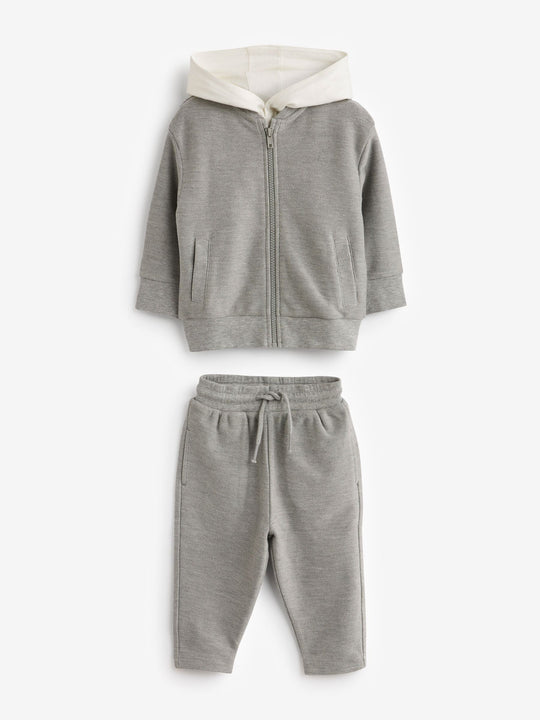 Pale Grey 100% Cotton Jersey Bomber and Joggers Set 3 Piece (immediate)