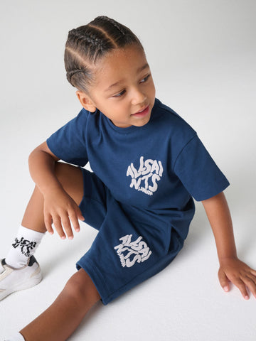 smALLSAINTS Navy Orlando T-Shirt and Shorts Younger Set