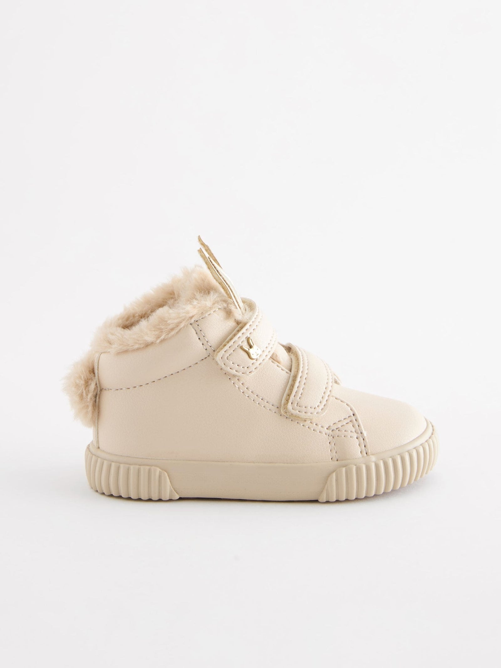 Bone White Bunny Standard Fit (F) Touch Fasten Strap High Top Trainers