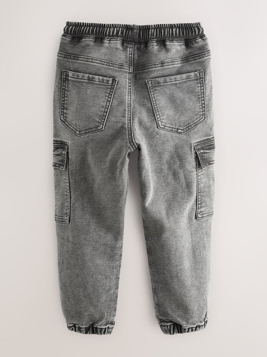 Grey Cargo Jeans With Elasticated Waist (3-16yrs)