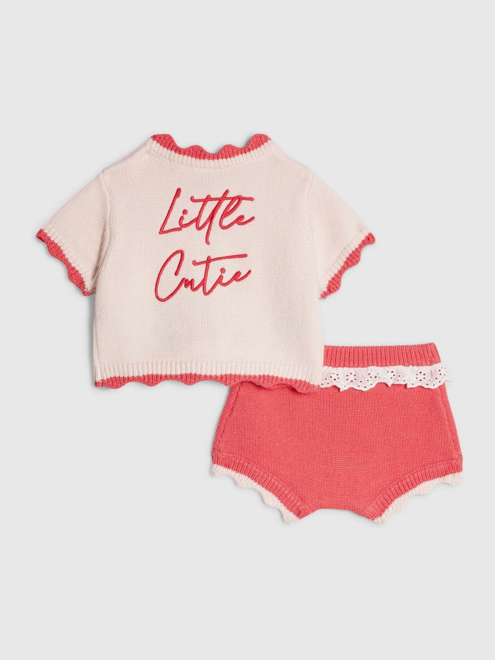 River Island Red Strawberry Cardigan & Bloomer Shorts Set