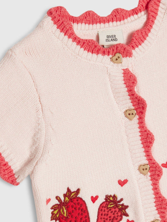 River Island Red Strawberry Cardigan & Bloomer Shorts Set