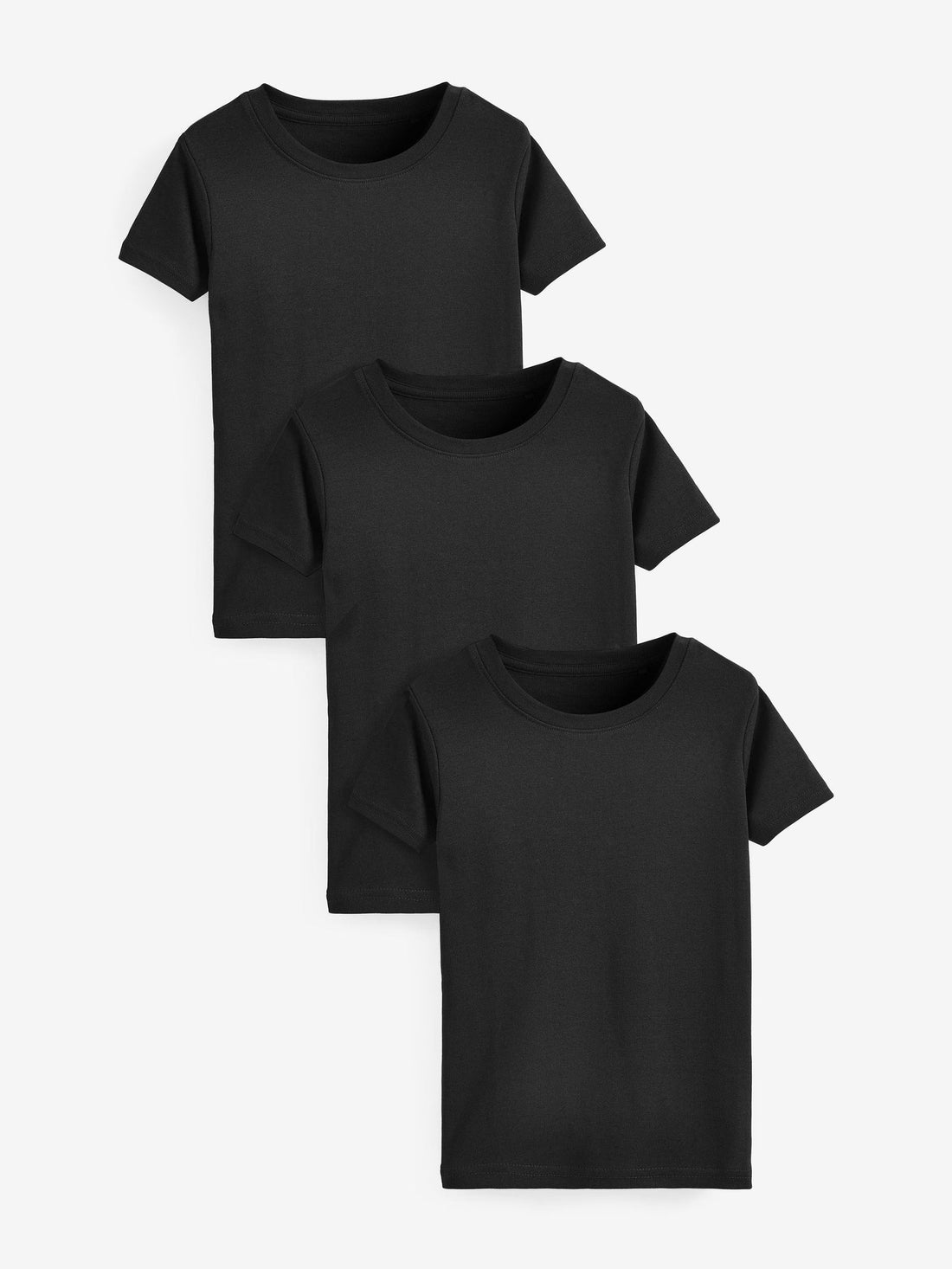 Black 100% Cotton Short Sleeve Vests 3 Pack (1.5-16yrs)
