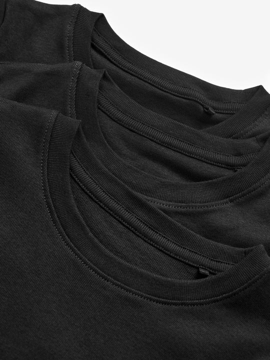 Black 100% Cotton Short Sleeve Vests 3 Pack (1.5-16yrs)