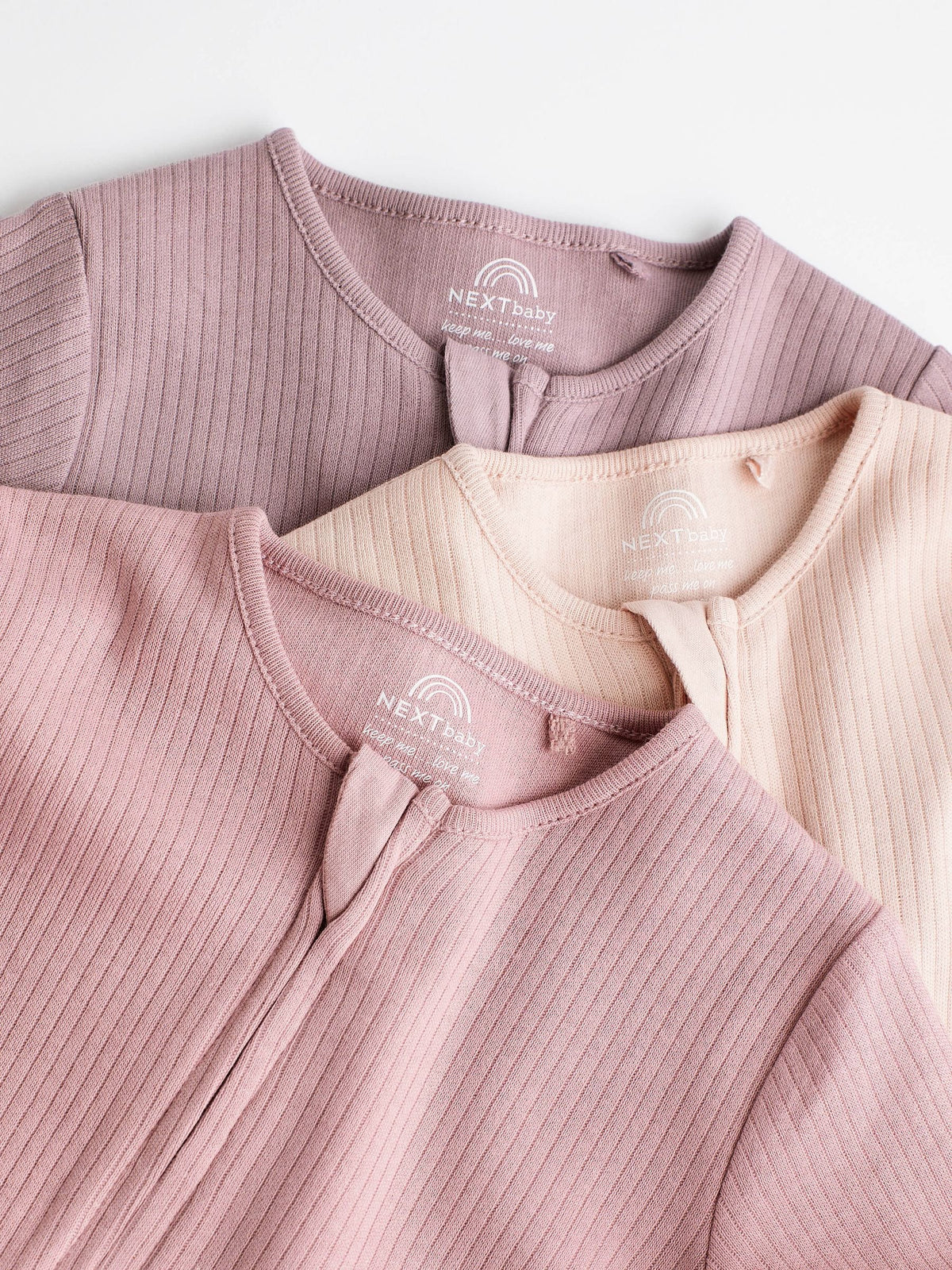 Pink 3 Pack Two Way Zip Baby Sleepsuits (0mths-3yrs)