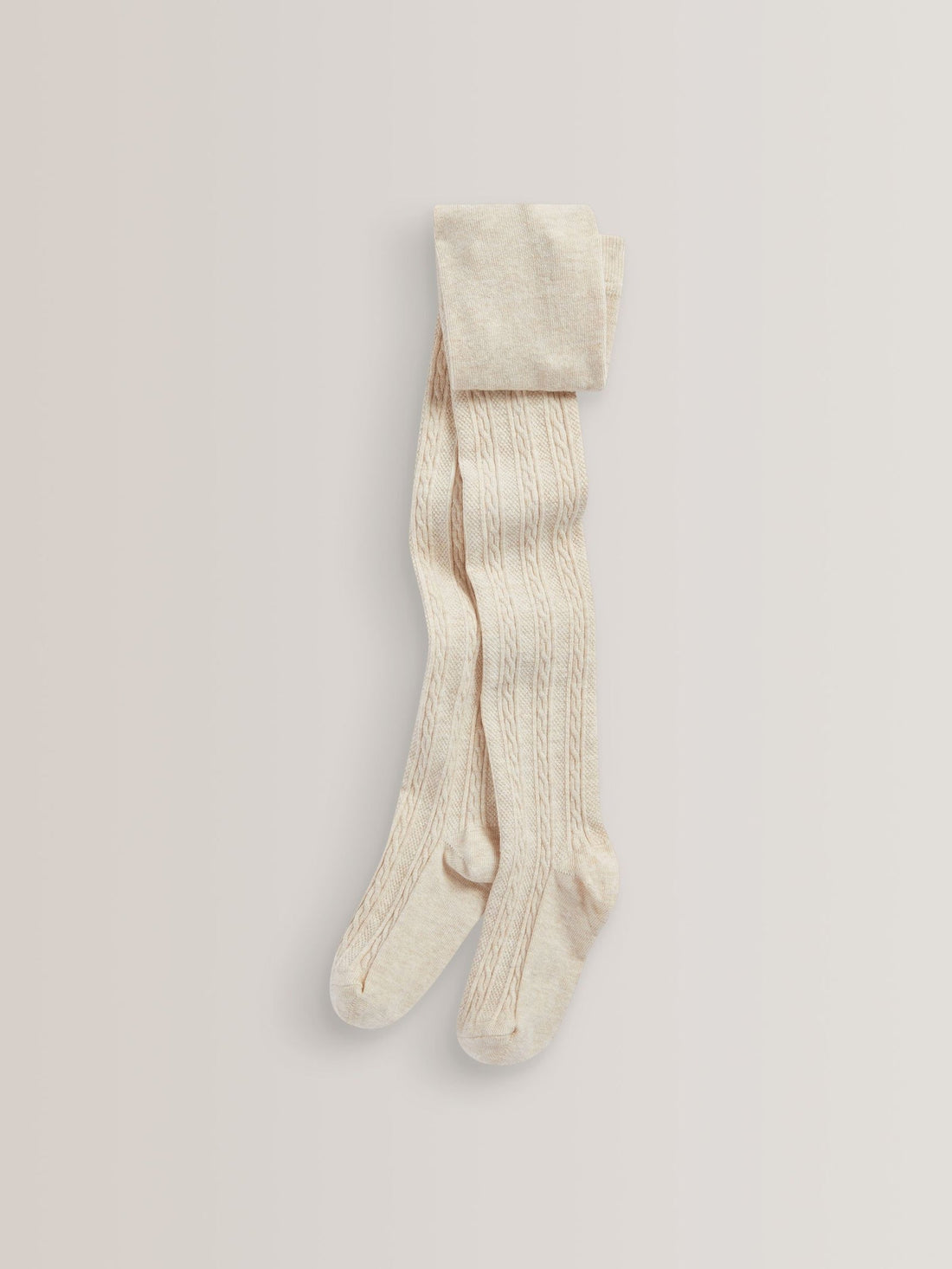 Oatmeal Cream/Brown Regular Length Cotton Rich Cable Tights 3 Pack