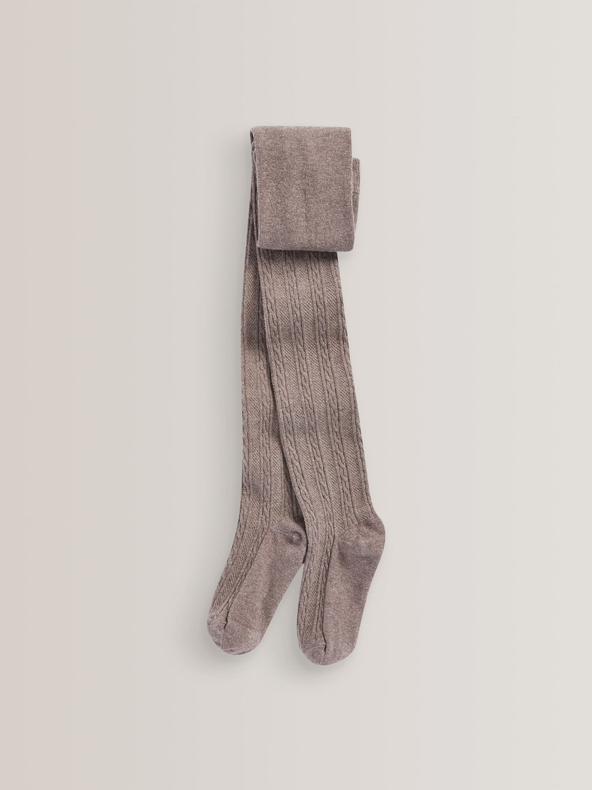 Oatmeal Cream/Brown Regular Length Cotton Rich Cable Tights 3 Pack