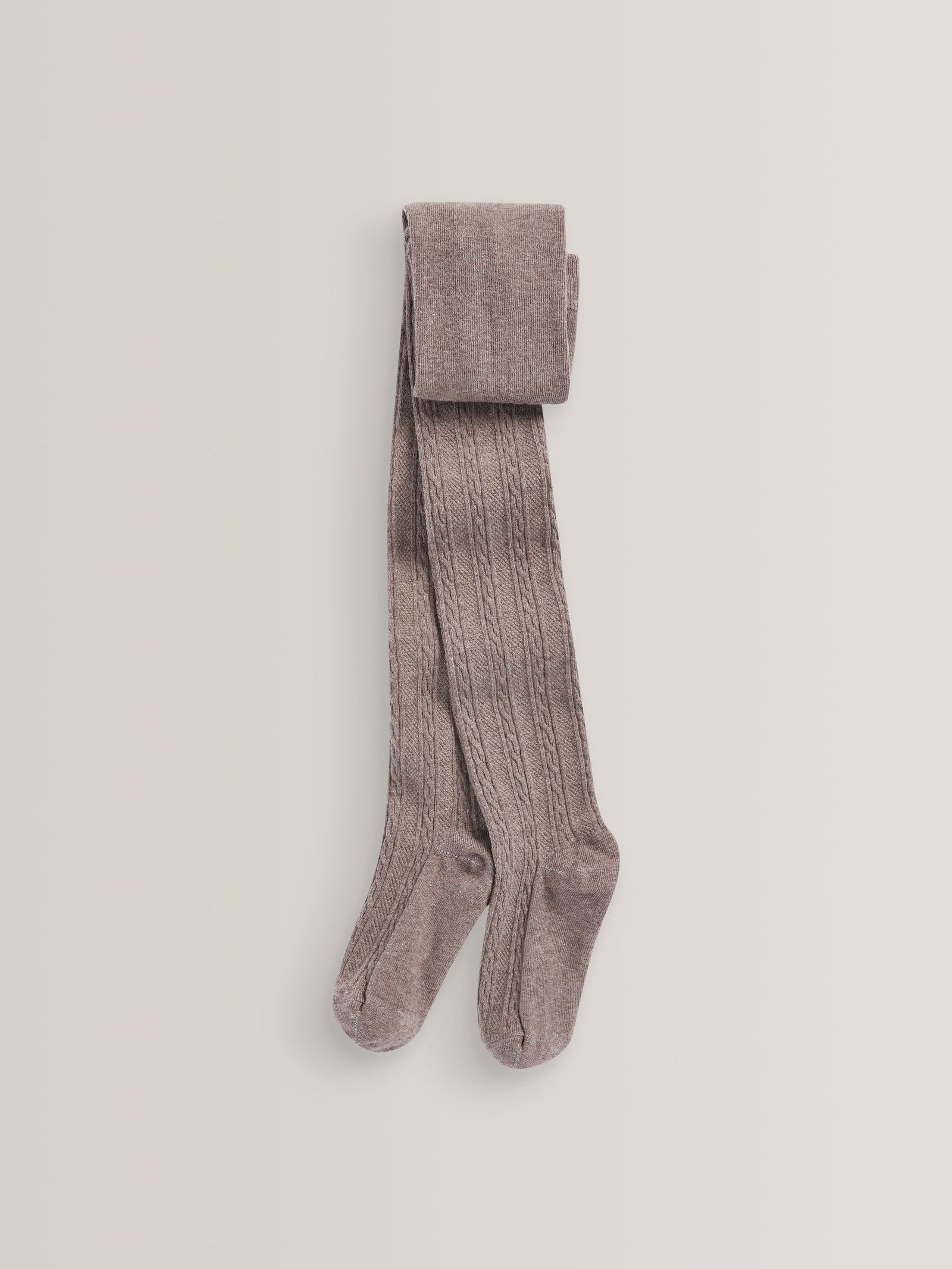 Oatmeal Cream/Brown Regular Length Cotton Rich Cable Tights 3 Pack