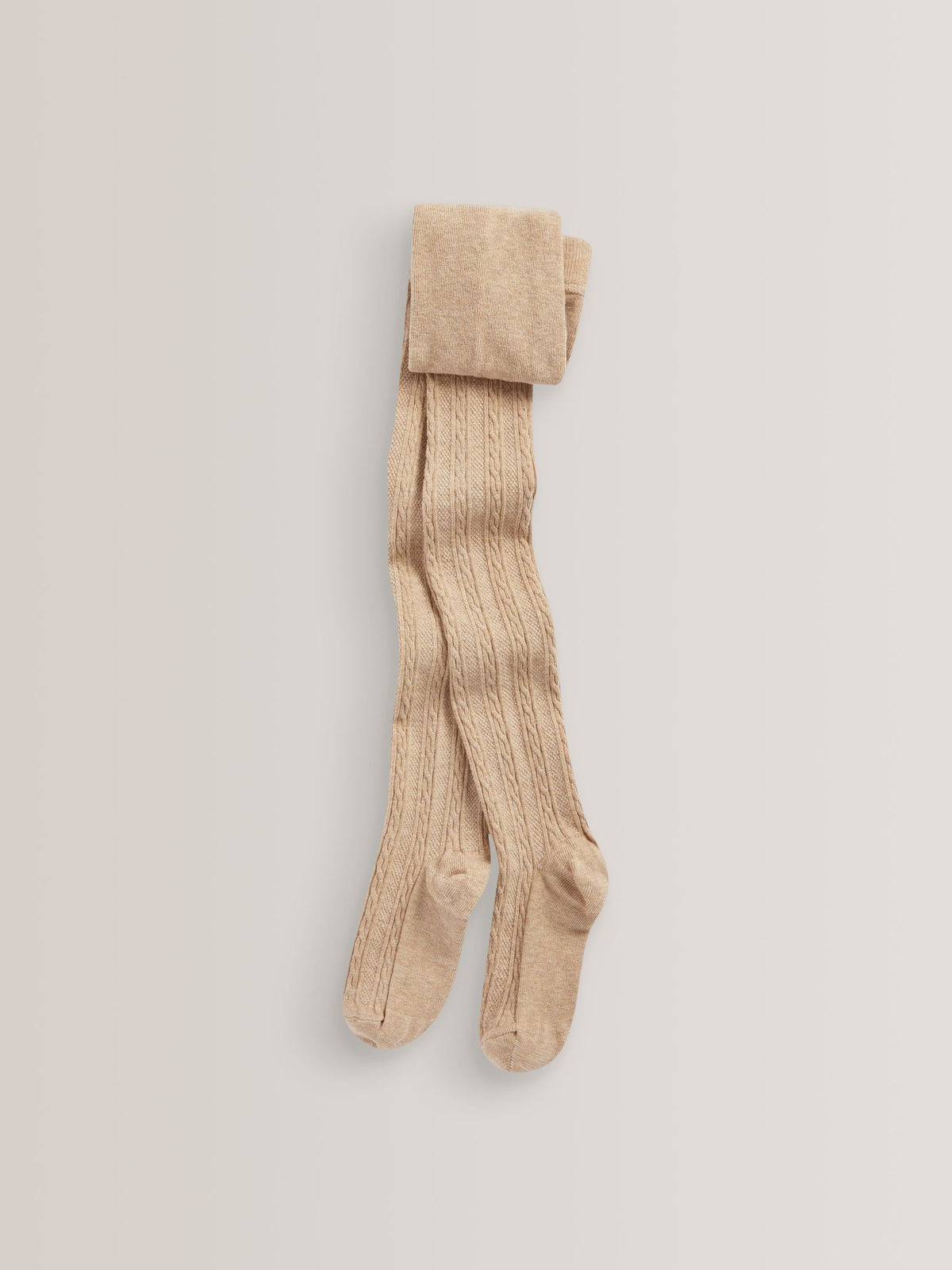 Oatmeal Cream/Brown Regular Length Cotton Rich Cable Tights 3 Pack