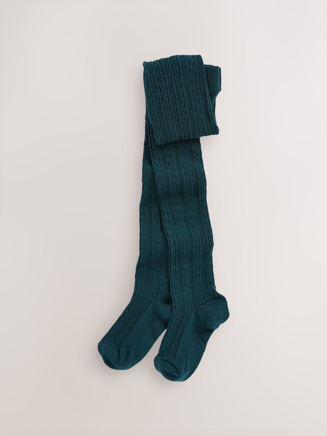 Forest Green Regular Length Cotton Rich Cable Tights