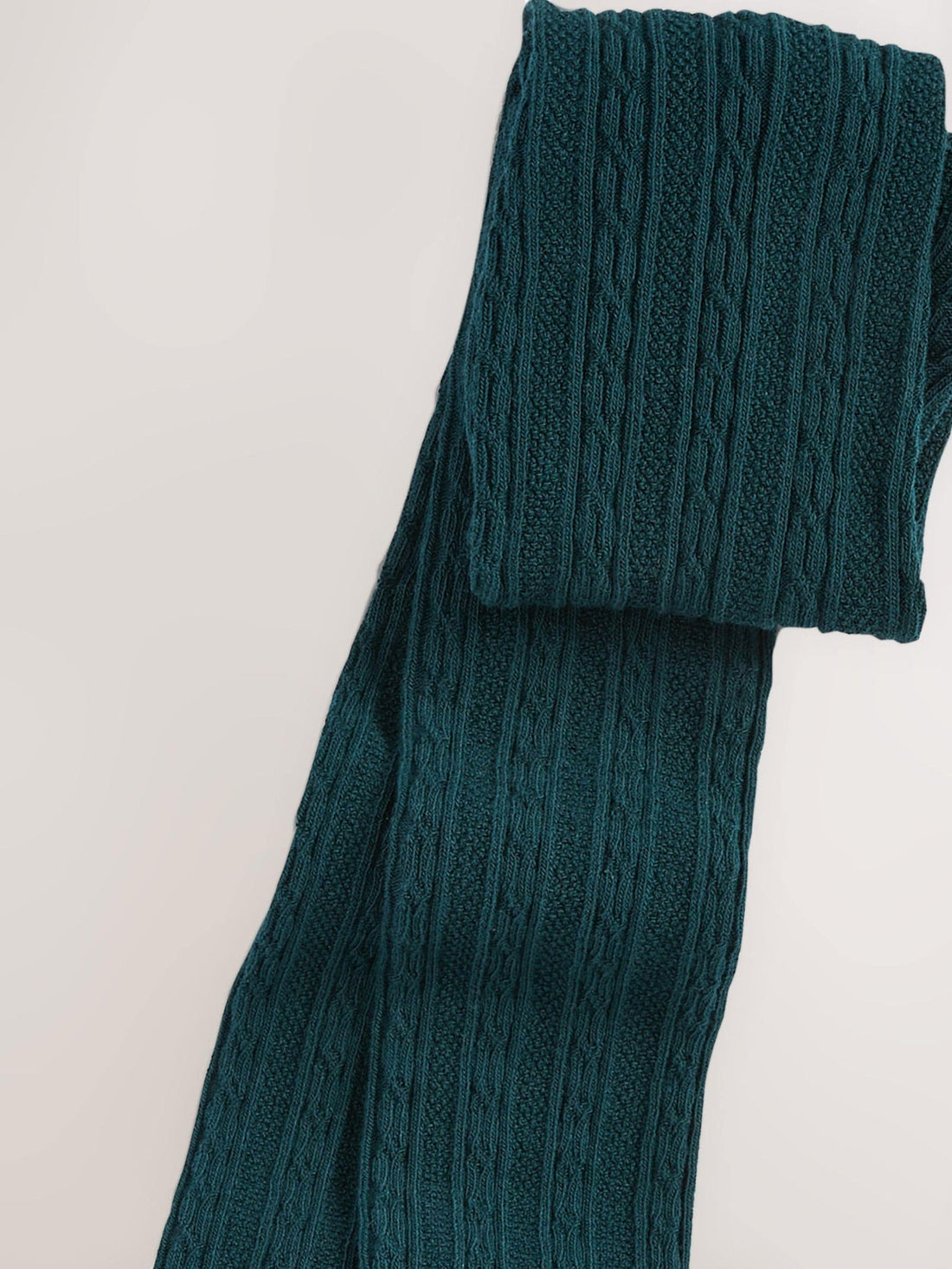 Forest Green Regular Length Cotton Rich Cable Tights