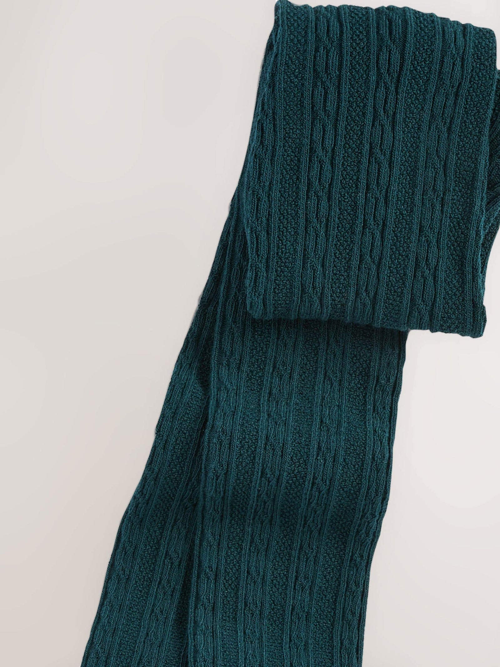 Forest Green Regular Length Cotton Rich Cable Tights