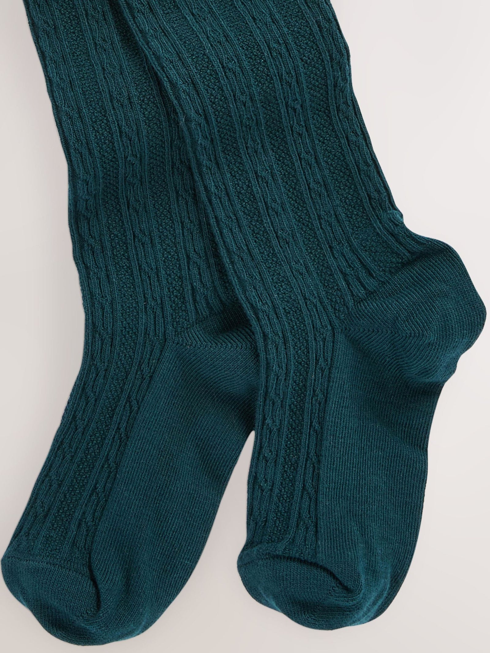 Forest Green Regular Length Cotton Rich Cable Tights