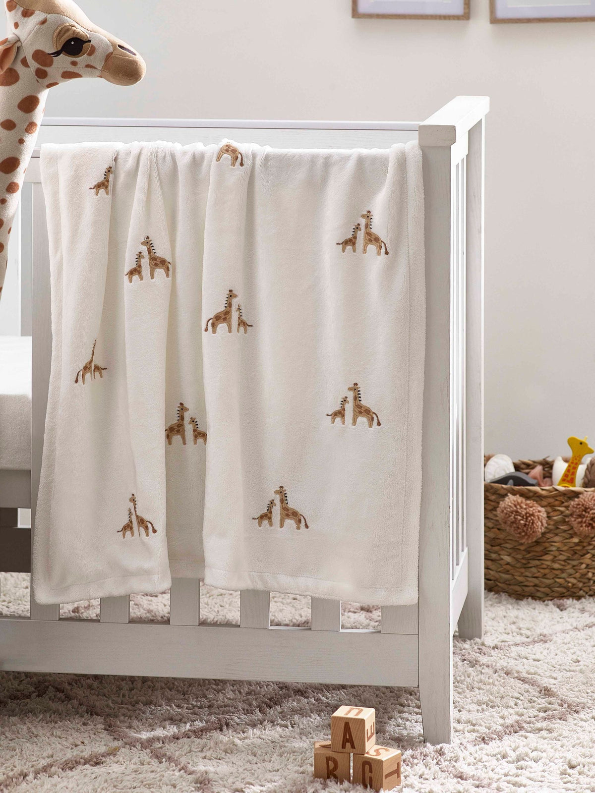 White Giraffe Fleece Baby Blanket