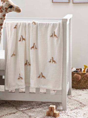 White Giraffe Fleece Baby Blanket
