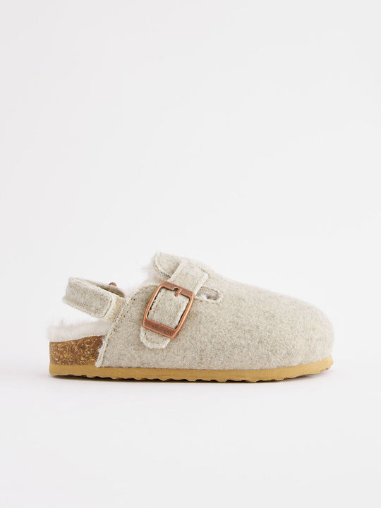 Grey Warm Lined Clog Slippers immediate