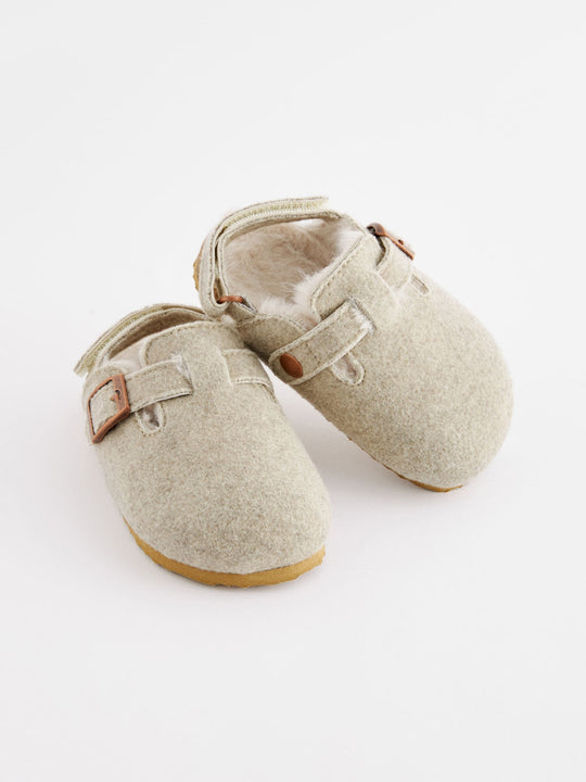 Grey Warm Lined Clog Slippers immediate