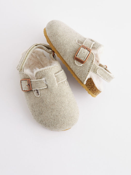 Grey Warm Lined Clog Slippers immediate