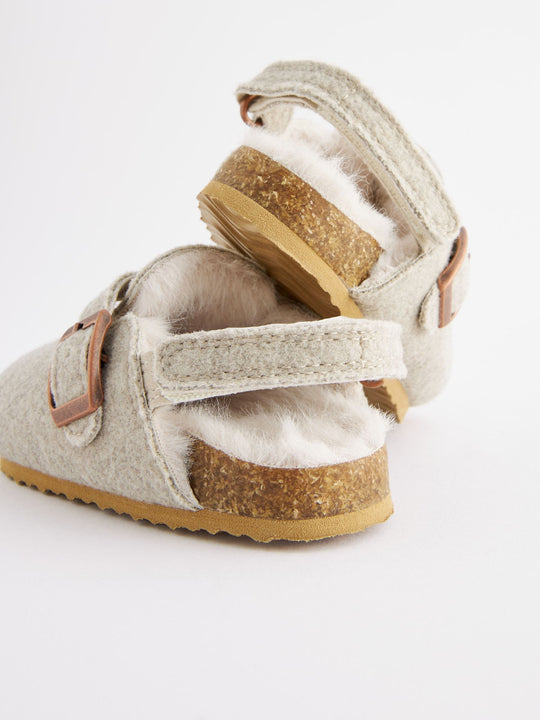 Grey Warm Lined Clog Slippers immediate