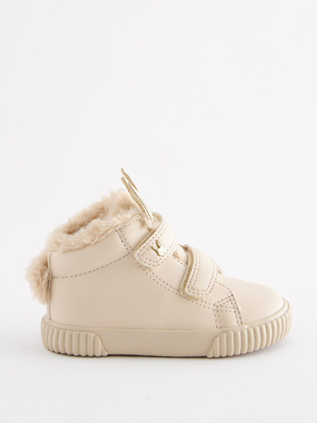 Bone White Bunny Wide Fit (G) Touch Fasten Strap High Top Trainers
