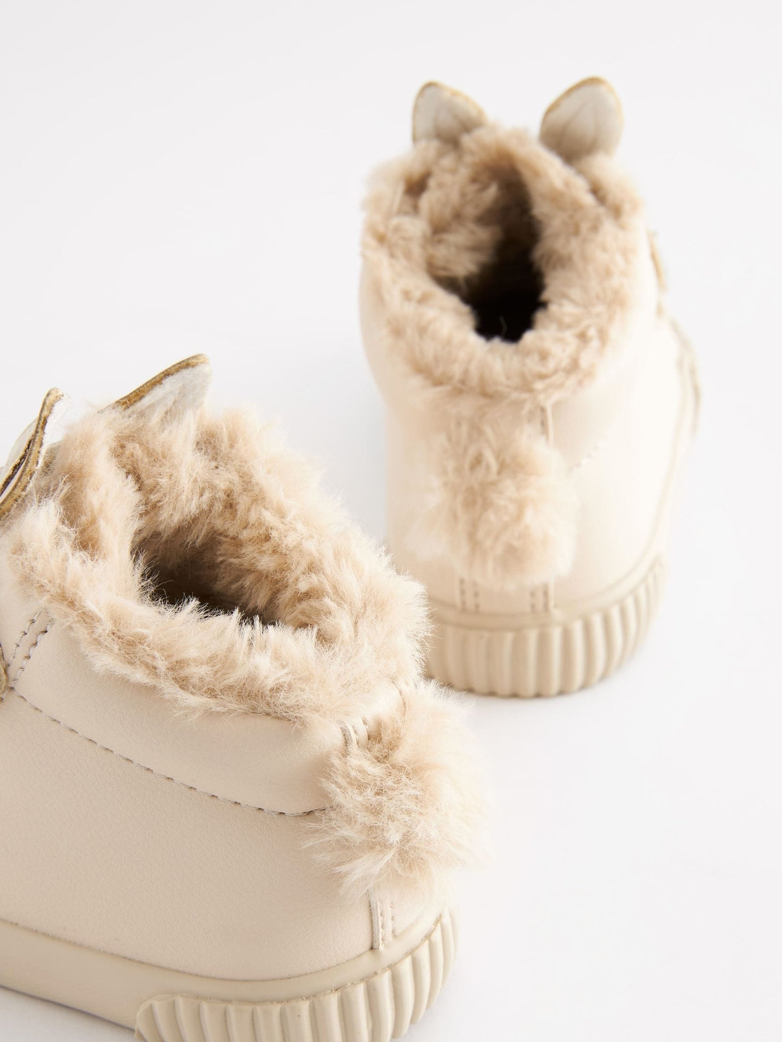 Bone White Bunny Wide Fit (G) Touch Fasten Strap High Top Trainers