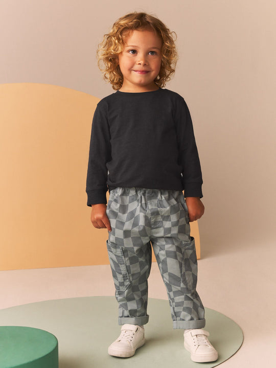 Black/White Plain Long Sleeve T-Shirts 5 Pack (3mths-7yrs)