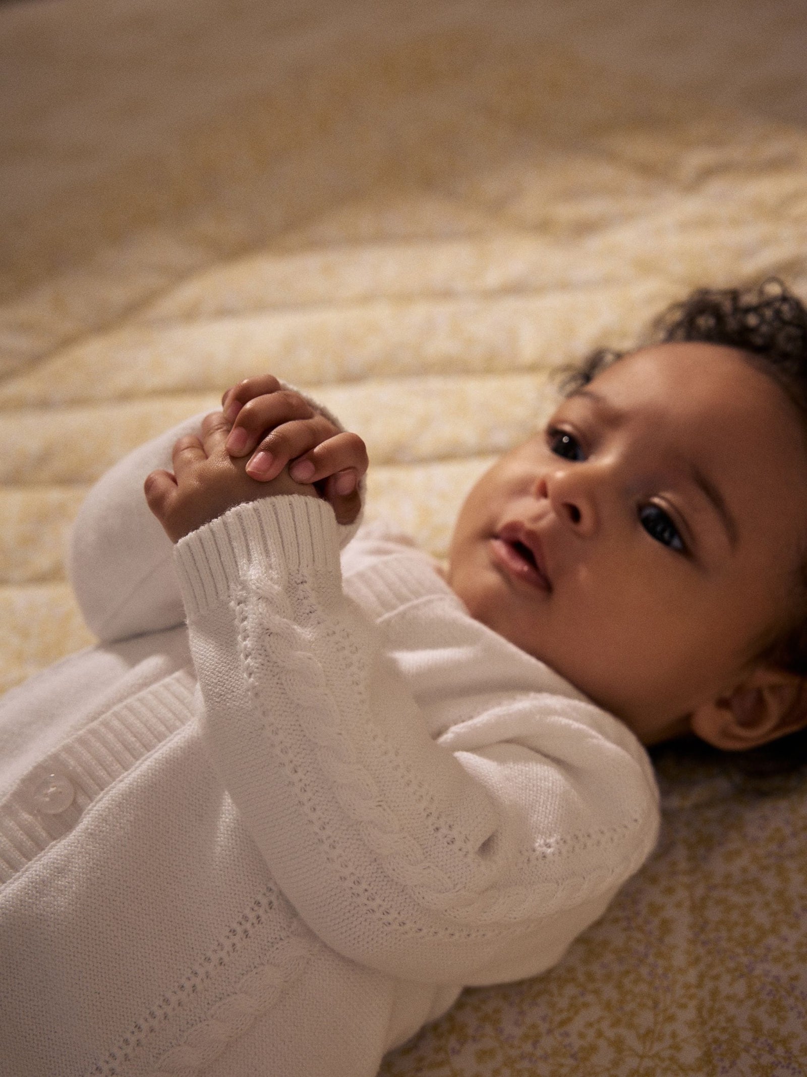 White Cable Knitted Baby Cardigan