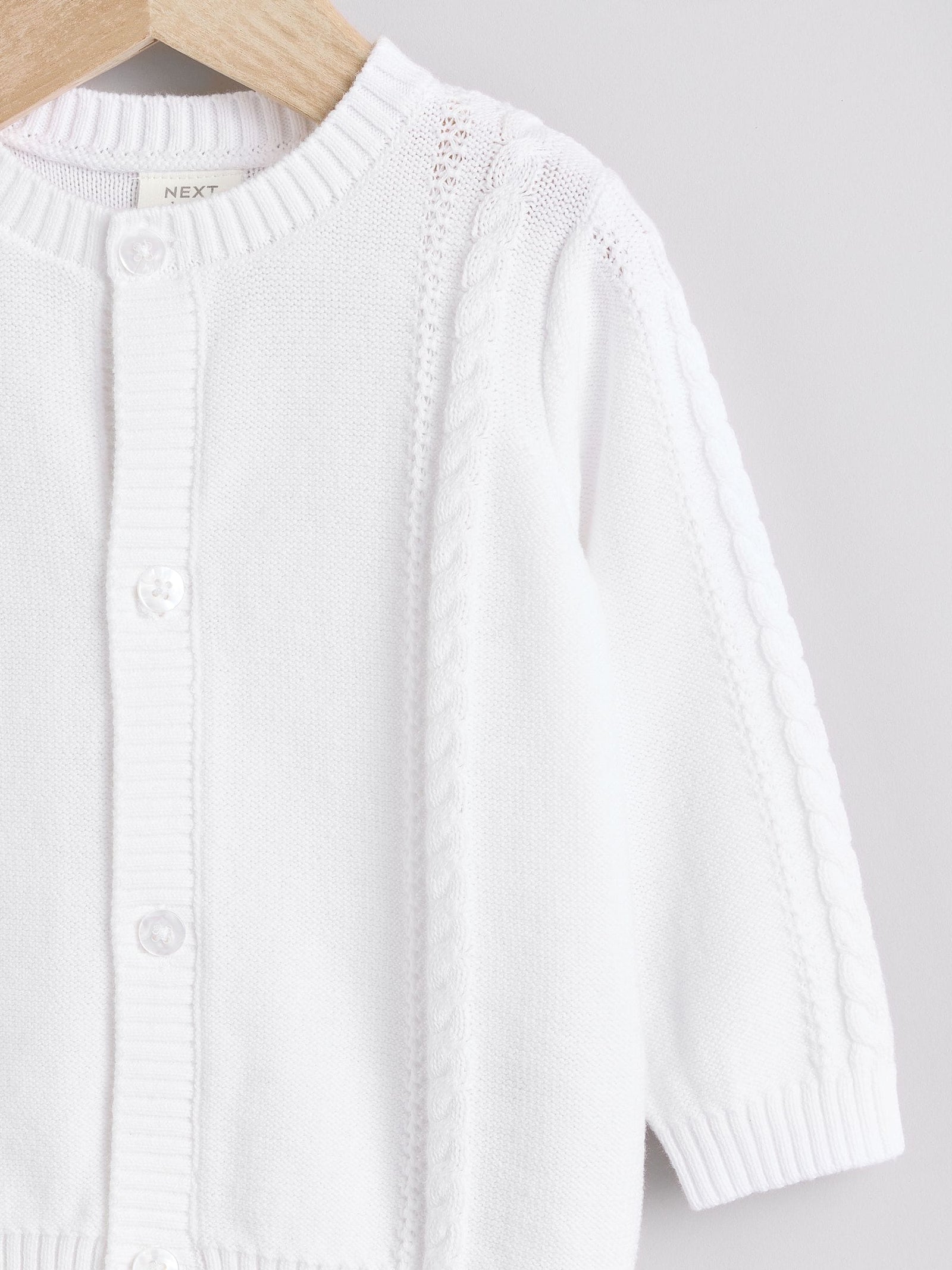 White Cable Knitted Baby Cardigan