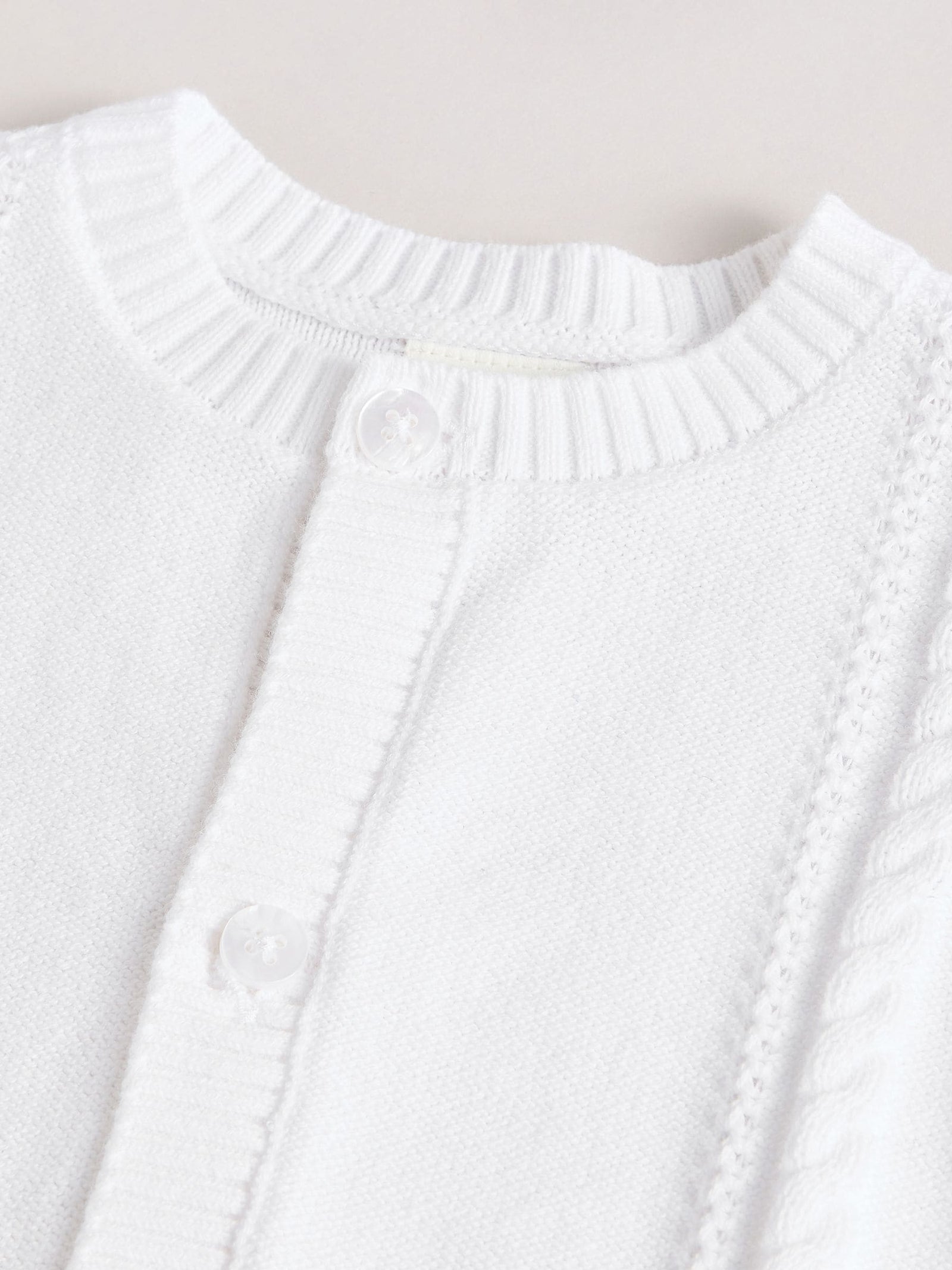 White Cable Knitted Baby Cardigan
