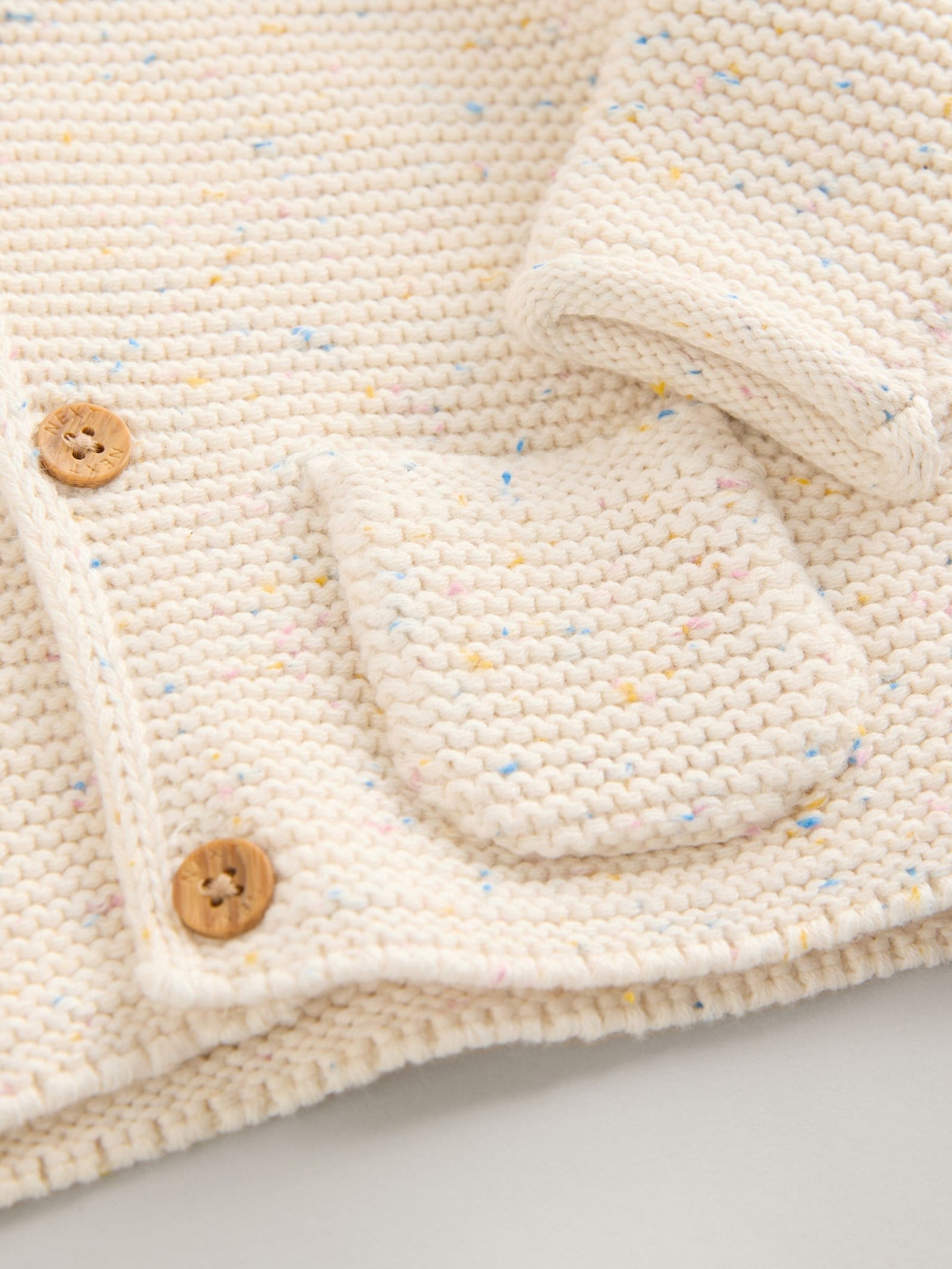 Ecru Neppy Knitted Hooded Baby Cardigan