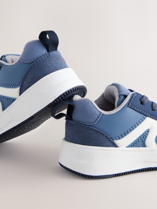 Blue Standard Fit (F) Elastic Lace Trainers