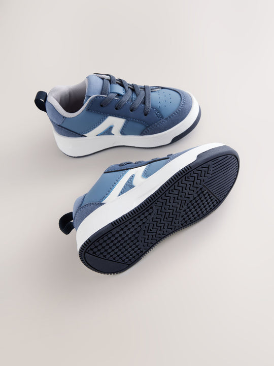 Blue Standard Fit (F) Elastic Lace Trainers