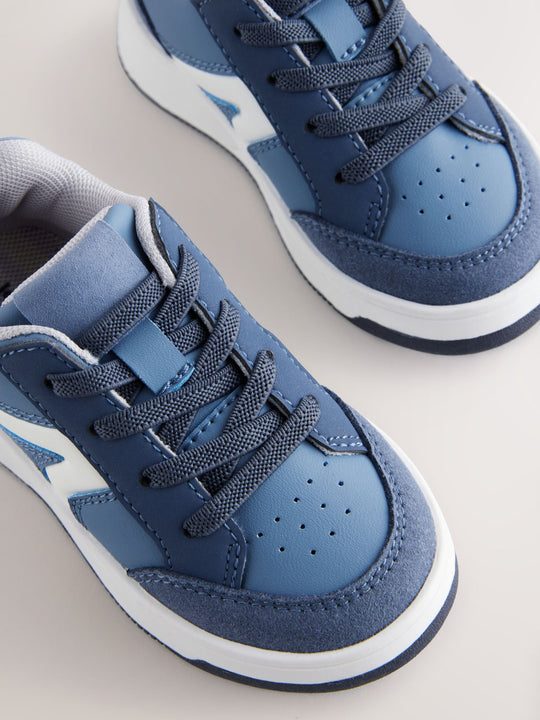 Blue Standard Fit (F) Elastic Lace Trainers