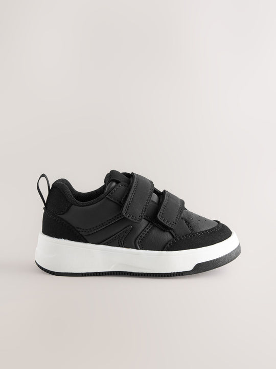 Black Standard Fit (F) Touch Fastening Two Strap Trainers