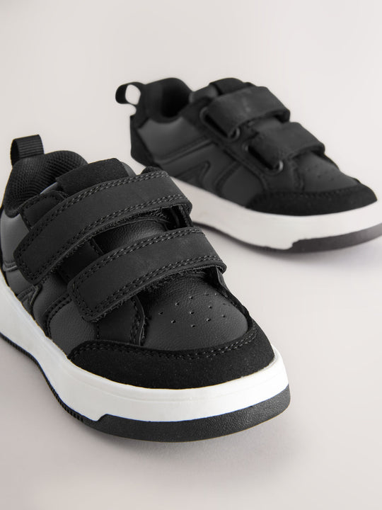 Black Standard Fit (F) Touch Fastening Two Strap Trainers