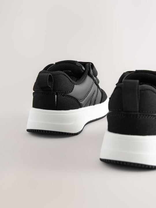 Black Standard Fit (F) Touch Fastening Two Strap Trainers