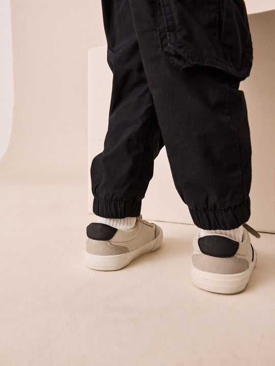 Grey Standard Fit (F) Touch Fastening Elastic Lace Trainers