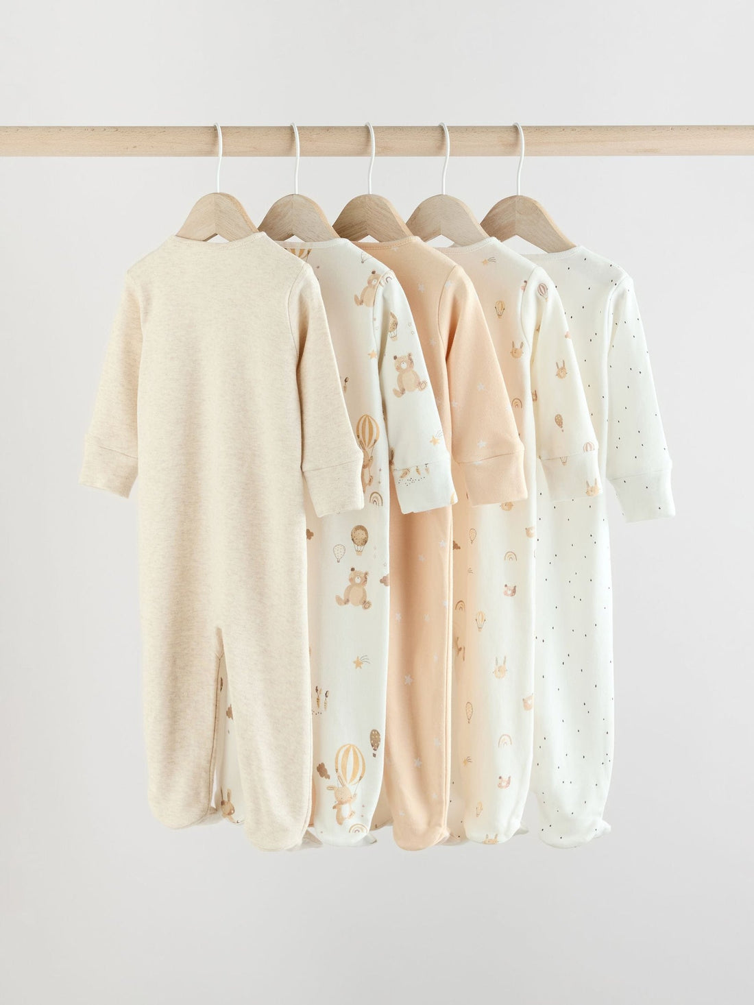 Neutral Bear Character Sleepsuits 5 Pack