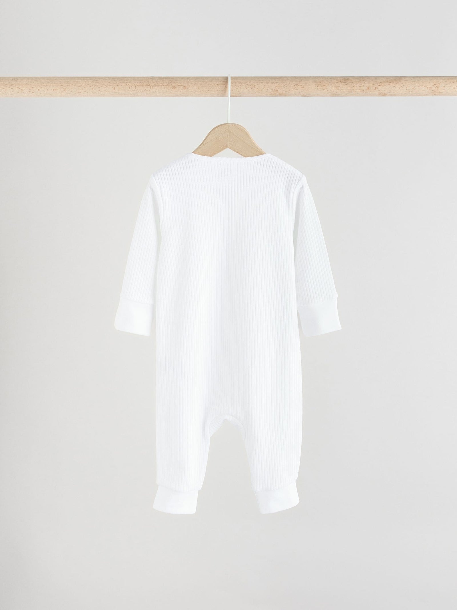 White 100% Cotton Two Way Zip Baby Footless Sleepsuits 3 Pack (0mths-2yrs)