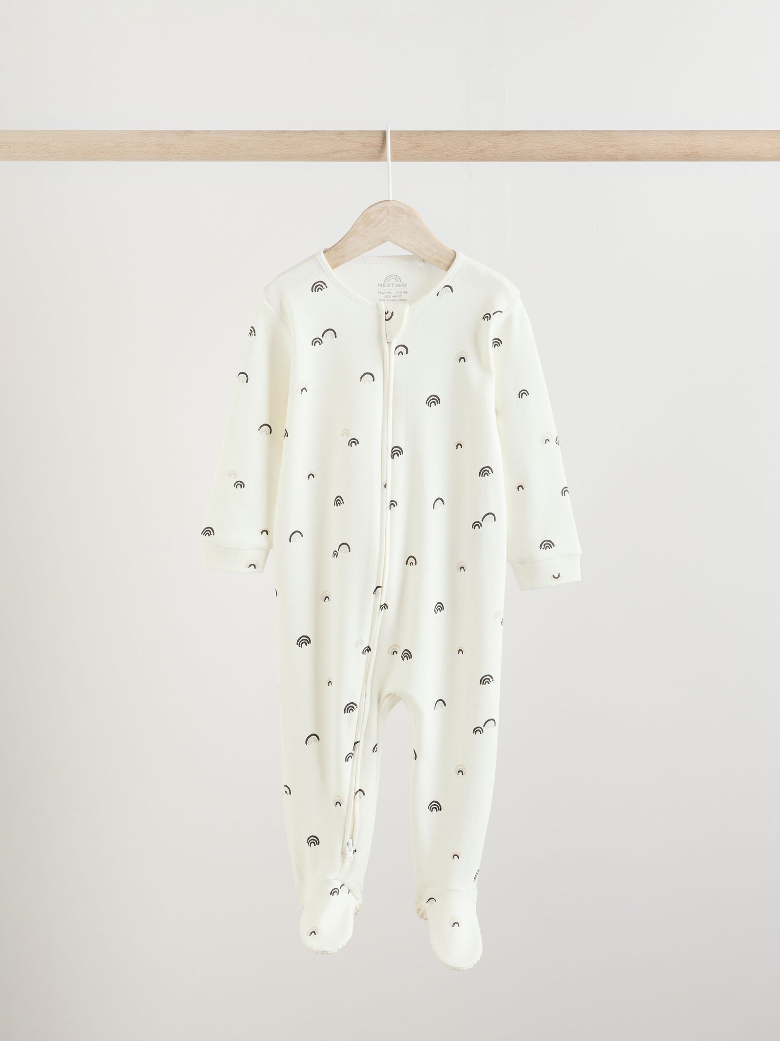 White/Black Two Way Zip Baby Sleepsuits 4 Pack