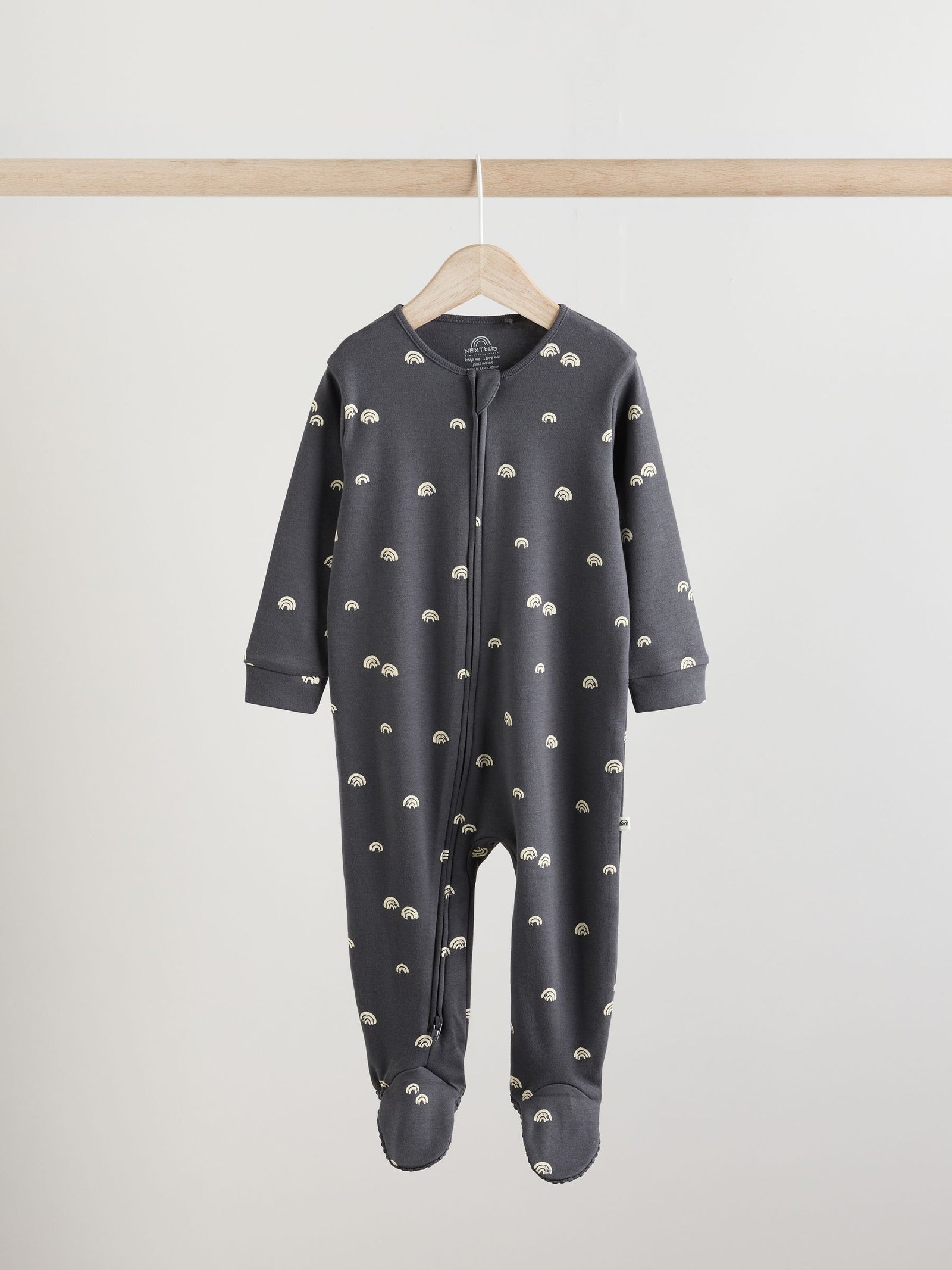 White/Black Two Way Zip Baby Sleepsuits 4 Pack
