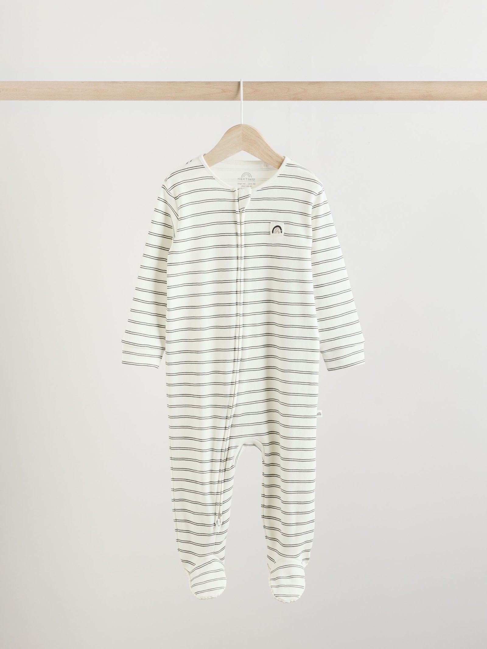 White/Black Two Way Zip Baby Sleepsuits 4 Pack