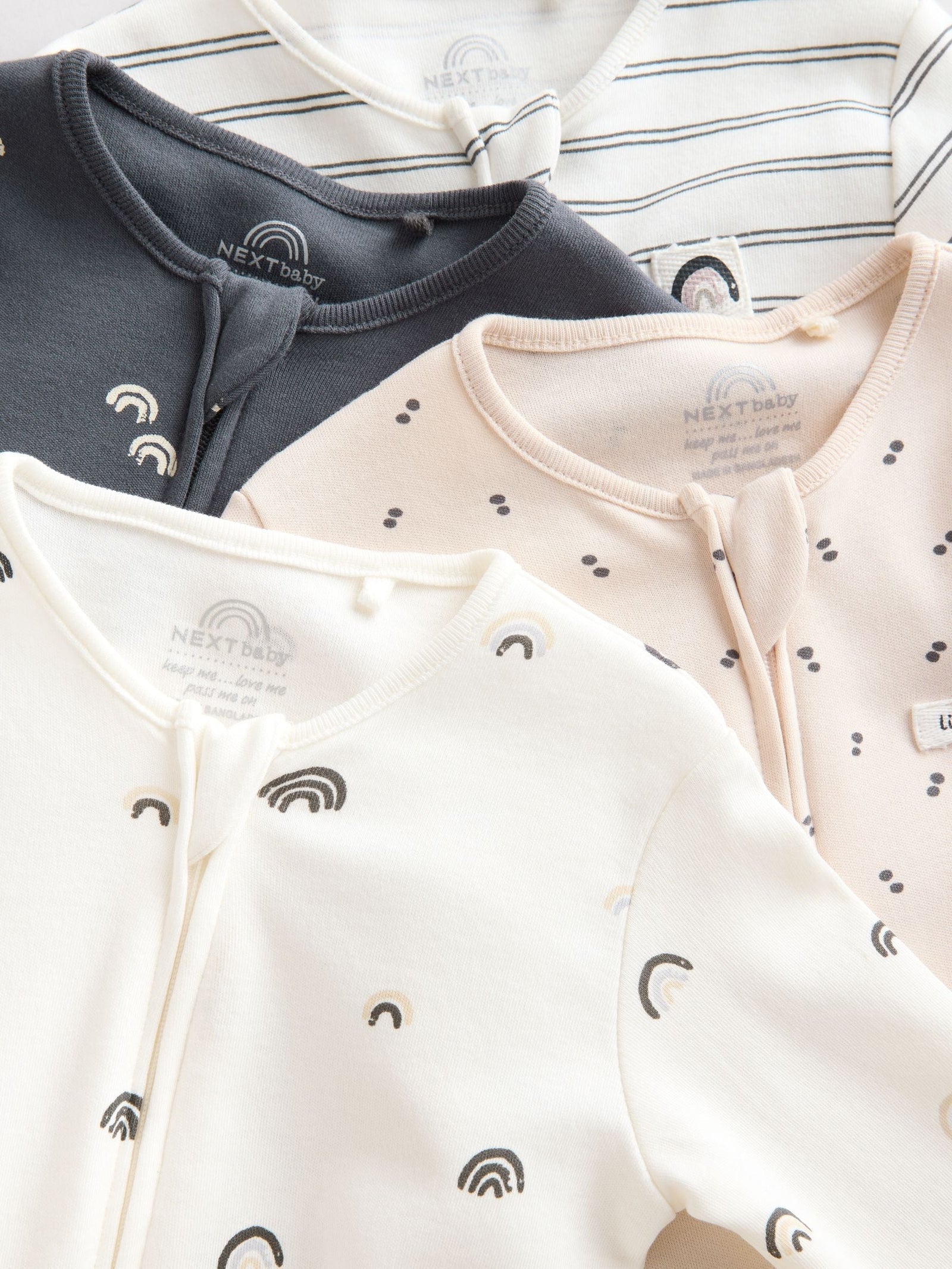 White/Black Two Way Zip Baby Sleepsuits 4 Pack (0mths-2yrs)