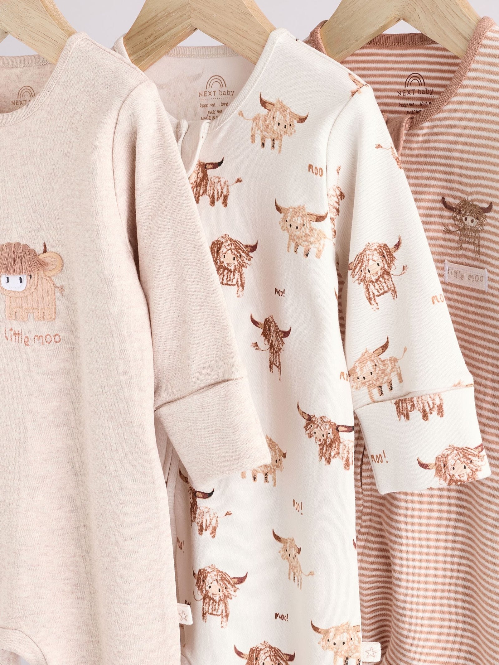 Neutral Hamish Baby 100% Cotton Sleepsuits 3 Pack (0mths-2yrs)