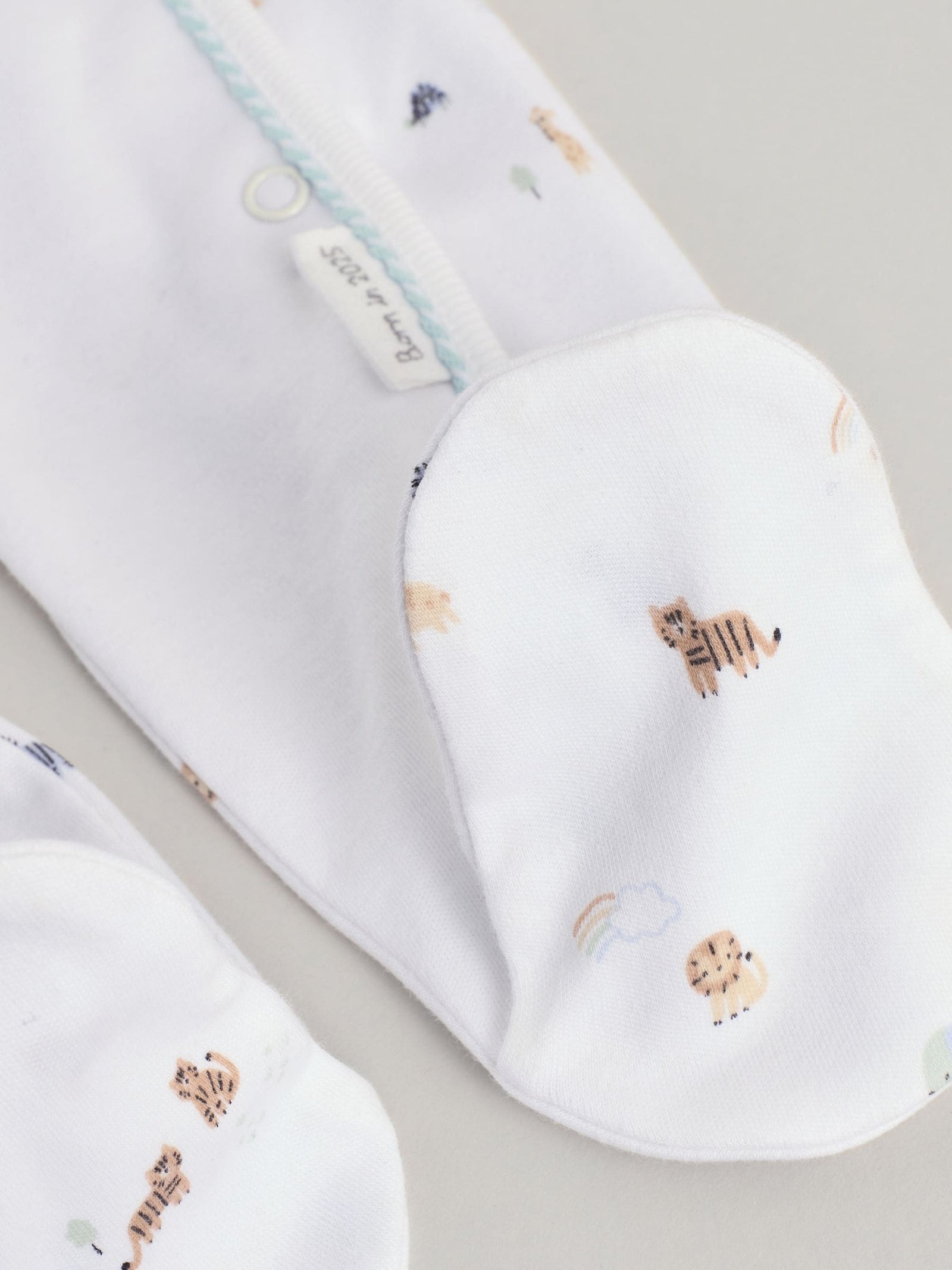 White Born in 2025 Baby Sleepsuit & Hat Set