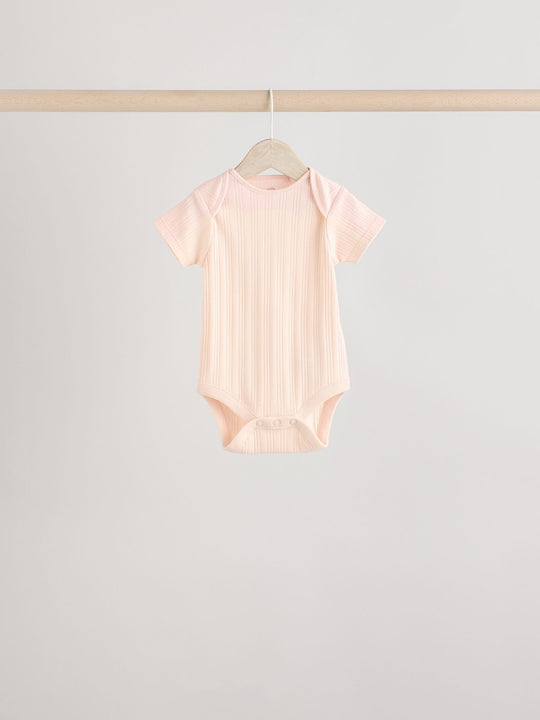 Bright Pink 5 Pack Short Sleeve Baby Bodysuits