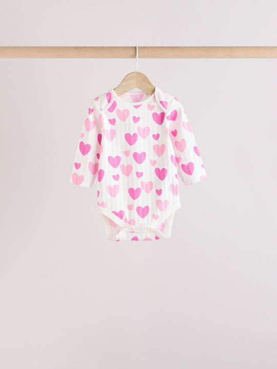 Pink Star 5 Pack Long Sleeve Baby Bodysuits