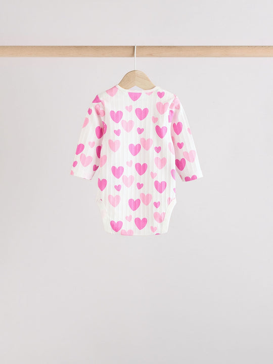 Pink Star 5 Pack Long Sleeve Baby Bodysuits