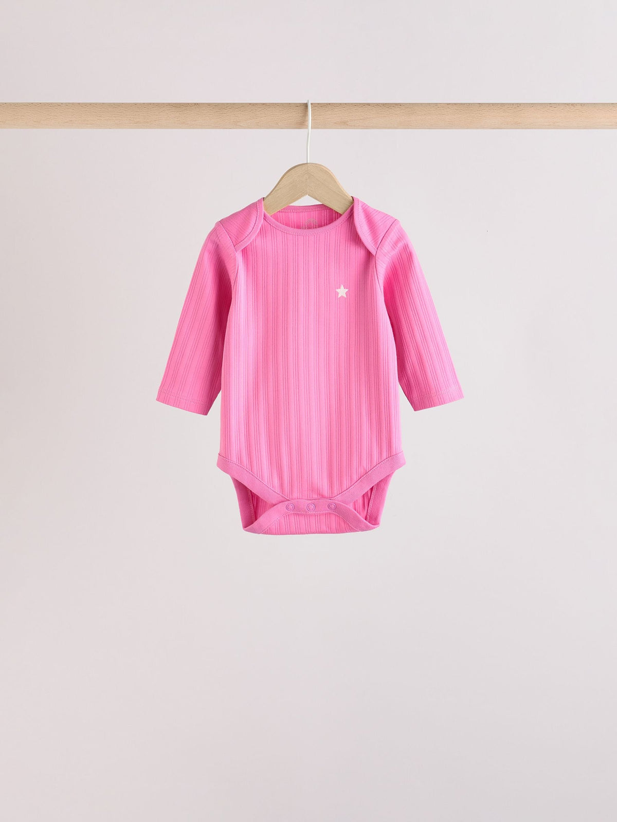Pink Star 5 Pack Long Sleeve Baby Bodysuits