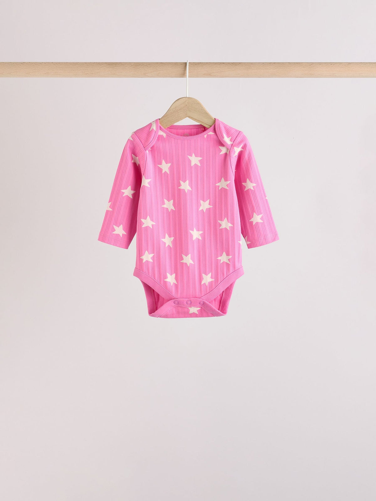 Pink Star 5 Pack Long Sleeve Baby Bodysuits